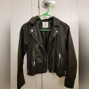 H&M youth/ladies balck Faux Leather jacket